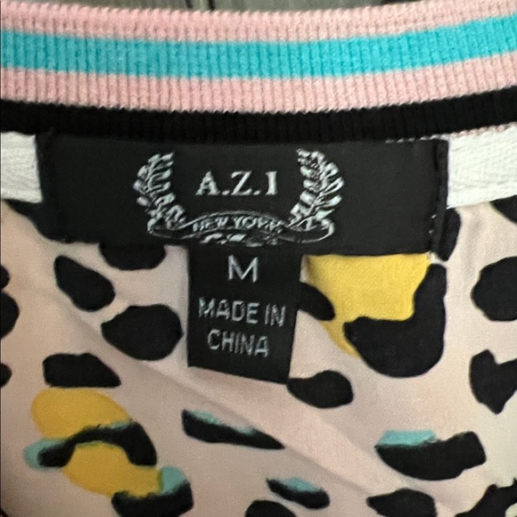 NWT $118 ANTHROPOLOGIE A.Z.I. pink leopard elevated t-shirt top M - Picture 7 of 11